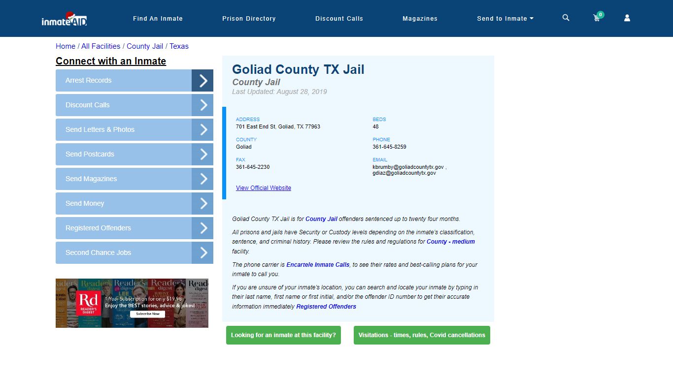 Goliad County TX Jail - Inmate Locator - Goliad, TX