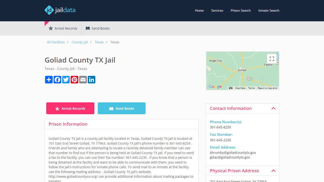 Goliad County TX Jail Inmate Search and Prisoner Info - Goliad, TX